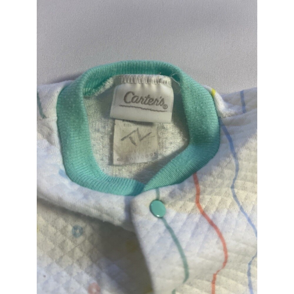 Vintage Carter’s Quilted Baby Sleeper One-Piece Pastel Stripe Footed - Picture 7 of 12